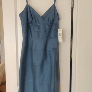 New Anne Klein ocean blue raw silk cocktail dress